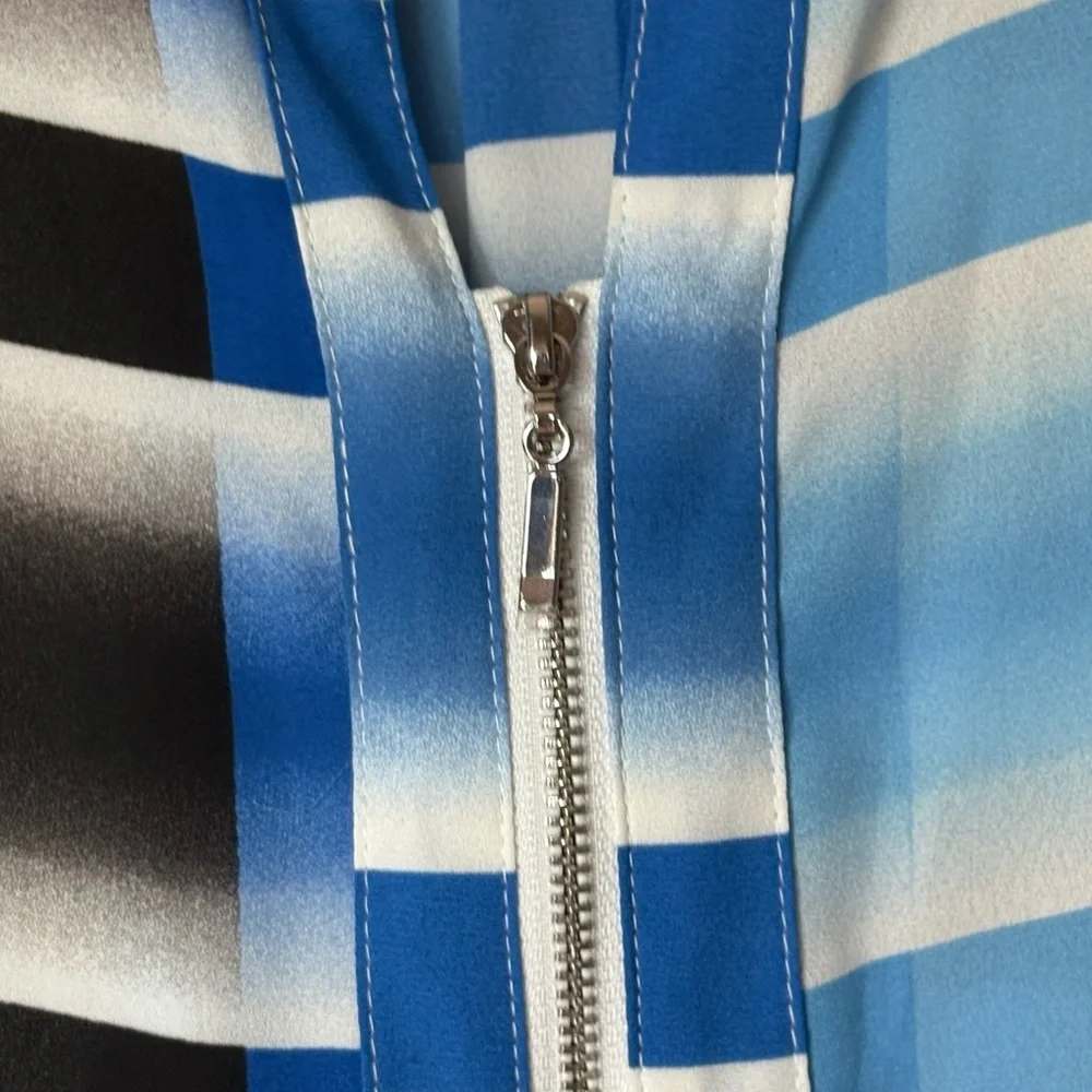 Rafaella Blue and White 3/4 Sleeve Tunic with Mandarin Collar - Picture 3 of 8